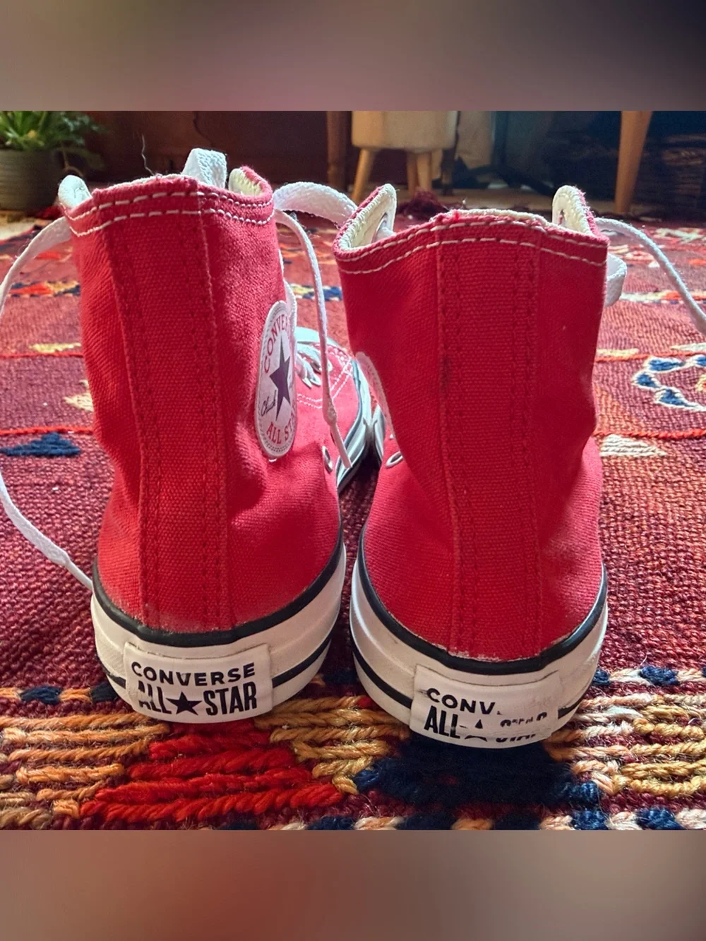 Converse Kids Red High-Top Canvas Sneakers with White Laces